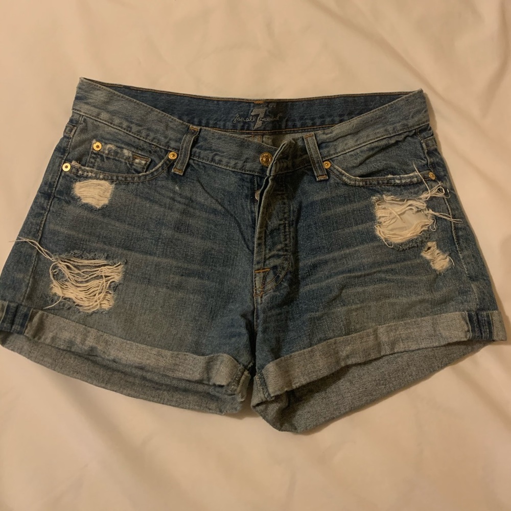 7 For All Mankind Distressed Jean Shorts